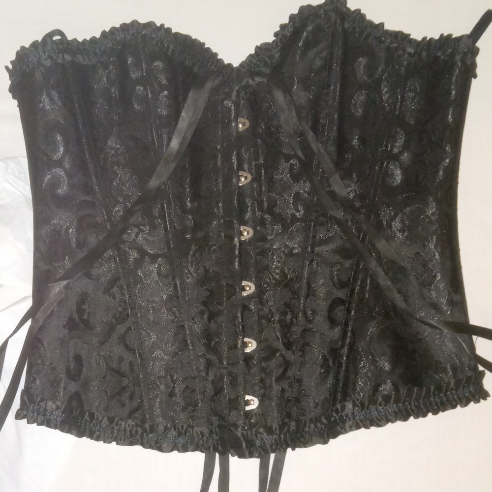 Elegant Black Brocade Corset